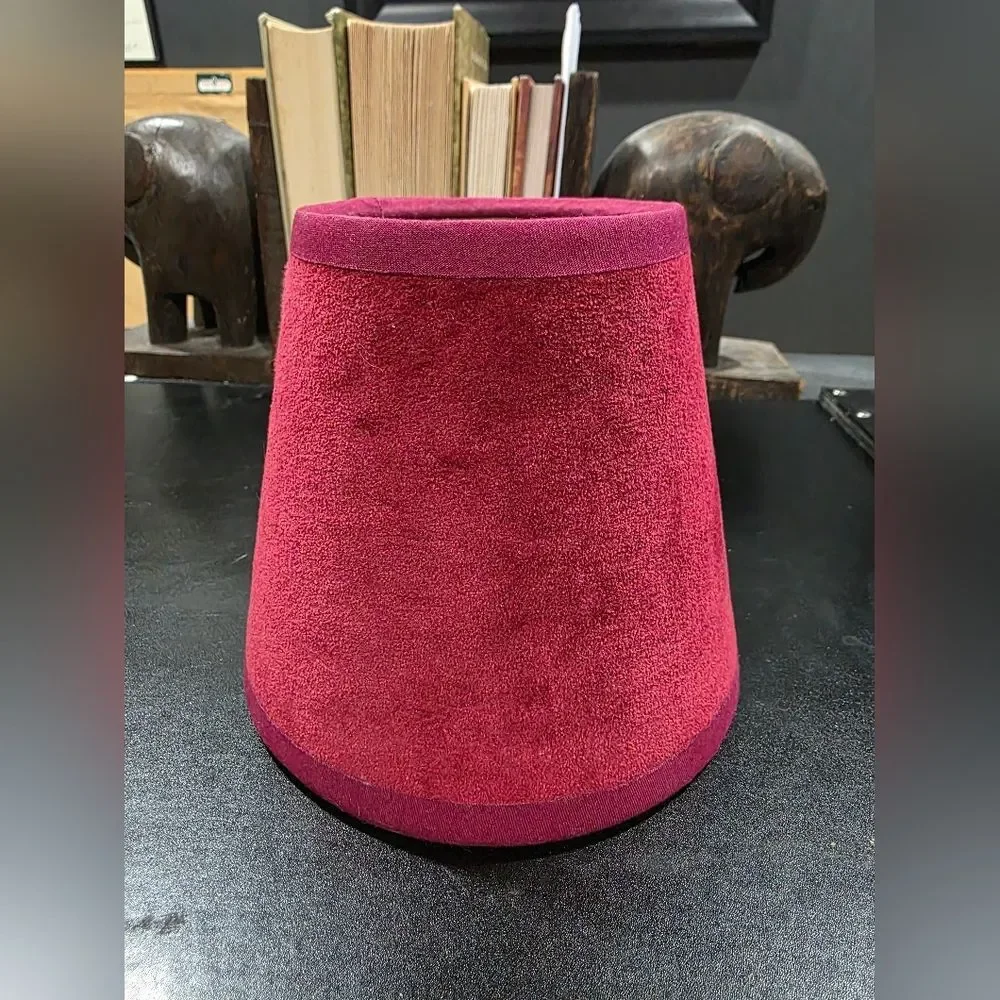 Burgundy Raspberry Small Clip On Lampshade Set Of 4 Sz 5.5'H Velvet Fabric